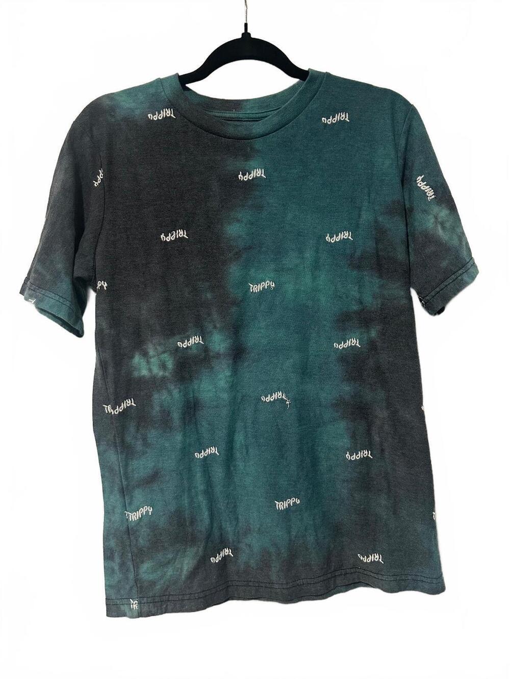 Eighty Eight Trippy green tie dye embroidered graphic T-shirt